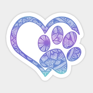 Dog Lover, Paw Love Hearts Sticker